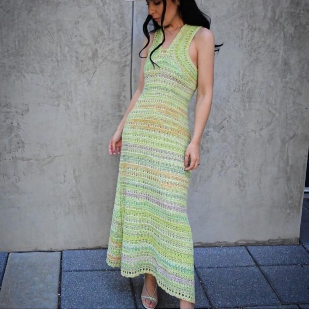 Zara green marl knit midi dress